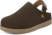 [ZUSERIS] Clogs for Women Platform Clogs Slippers Classic Suede Leather Mules with Arch Support Comfortable Slip-on Sandals Shoes for Indoor Outdoor