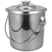 Stainless Steel Bucket with Tight Lid, Convenient for Water and Food Storage Silver 21.00X21.00X20.20CM