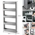 5 Tier Slim Slide Out Kitchen Trolley Tower Grey Storage Rack Holder On Wheels