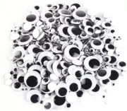 Wiggle Googly Eyes 1500 Pcs Black with Self-Adhesive 4Mm-30Mm Mixed