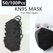 50/100 Pcs Black KN95 Face Mask 5 Layers Cover Protection Masks KN95