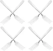 MAGICLULU Stylish 8-Piece Stainless Steel Forks Set Includes Dessert Fruit Salad Snack Forks Long Handle Steak for Dinner Party Hotel Camping