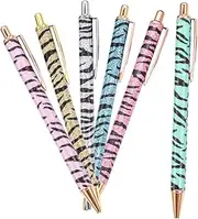 OHPHCALL 6Pcs Zebra Print Ballpoint Pens Ergonomic Design Writing Supplies for Office and Study Stylish Sturdy Creative Pens present for