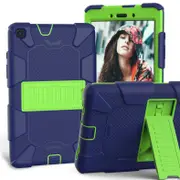 Catzon Silicone+PC Case 3-Layer Anti-fall Protective Cover Tablet Stand For Samsung Galaxy Tab A 8 inch T290(2019)-11navy olivia