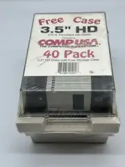 Comp USA Qty 40 3.5" Diskettes D O S Formatted W/ Labels & FREE CASE NOS NEW