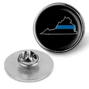 Law Enforcement Thin Blue Line Virginia State Brooches & Pins - Silver