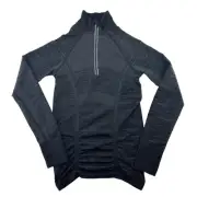 ATHLETA Skyline Fast Track Half Zip Ruched Pullover • XS • Black