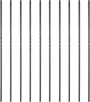 Single Twist 1/2 Inches Square Iron Stair Balusters, 44 Inches Bundle with At...