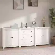 NNEVL Sideboard White 210x35x80 cm Solid Wood Pine