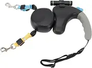 Dual Retractable Dog Leash, 360° Rotation Double Headed 9.84ft Extendable Pet Leash with with LED Light for Two Dogs Up to 50 Lbs Per, Pet Walking Leash Shock Absorption Design