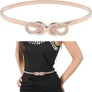[Mikovivi] Gold Belt for Women, Metal Elastic Waist Belt Fashion Thin Belts Fancy Skinny Waistband for Ladies Dresses Jeans Shirt
