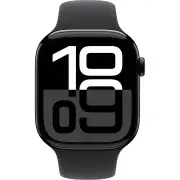 Apple Watch Series 10 46mm Jet Black Aluminium Case GPS + Cellular Sport Band (S/M) (Black)