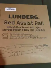 Lunderg Bed Safety Rail~Adjustable~Assist Senior~W/Bag&Motion Sensor LED Light