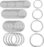 MAIHUO 60Pcs Metal Binder Rings, 5cm Index Card Binder Ring,3.8cm Snap Close Hinged Ring,4 Size Hinged Rings