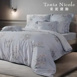 【Tonia Nicole 東妮寢飾】環保印染100%精梳棉兩用被床包組-藍庭花序(雙人)