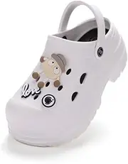 [Hhhchpm] Women's Platform Clogs Slip On Slides Shoes Beach Sandals Gardener Clog Hight Heels Mule Slippers Garden Shoes DIY cartoon accessories Sandals