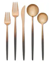 Skandia Zephyr 20 piece Black & Copper 18/0 Stainless Steel Flatware RARE NEW