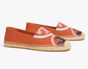 Tory Burch POPPY Espadrille Canvas /Leather Pomander, Sz 10, NIB