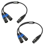JOLGOO XLR Female To Dual XLR Male Y Splitter Audio Mic Cables 1.6 FT (2 Pack)