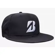 BRIDGESTONE GOLF MEN'S TOUR FLAT BILL SNAPBACK ADJ. CAP HAT BLACK NEW! 1038