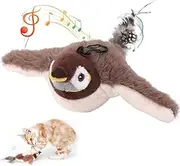 Interactive Cat Toys, Interactive Flapping Bird Cat Toy with Chirping Sounds, Rechargeable Chirping Flapping Bird, Plush Flying Bird Toy for Indoor Cats