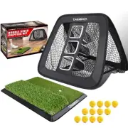Golf Chipping Net with Mat & 12 Foam Balls for Indoor/Outdoor Training