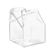 Milk Box Shape Glass Cups Clear Cocktails Glasses Mini Square Container Pitcher