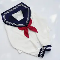 在飛比找Yahoo!奇摩拍賣優惠-【高端質感】熱賣JK制服關西襟藏藍領白三本水手服套裝日本學生