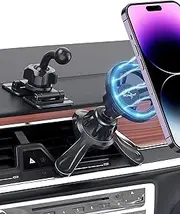 PROfezzion 2 in 1 Combo Strong Magnetic Car Mount Magsafe Phone Holder Stand for iPhone 15 14 13 12 Pro Max Mini Plus & All Phones on Car Dashboard or Air Vent