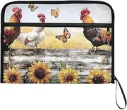 YMXFXP Expandable Filing Folder Rosster Fence Sunflower Butterfly, 13-Pocket Funny Cute Design with Sticky Labels, A4 Letter Size Document Organizer for Office, School, Boys, Girls