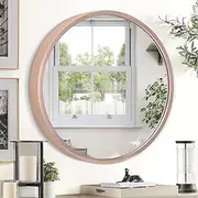JJUUYOU Round Wall Mirror Small Circle Mirror for Bathroom Rose Gold Circular Mirrors Small Wall Circle for Wall Metal Frame Mirrors for Living Room Bedroom Dorm Entryway and More