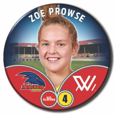 2023 AFLW S7 Adelaide Crows Player Badge - PROWSE, Zoe