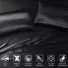 Bed Sheet Set Queen Luxury Silk Black Satin Bedding Deep Pocket Pillow Case 6 Pc
