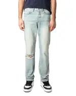 Zadig & Voltaire John Distressed Straight Fit Jeans in Light Blue