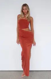 Sun And Stars Strapless Maxi Dress Rust
