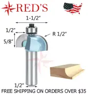 Tideway Carbide IND LC07021608 1/2" Radius Cove Bearing 1/2" shank router bit