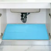 34" x 22" Silicone Kitchen Under Sink Mat Pet Feeding Mats, Light Blue