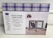 Sempre Silver Hinged Photo Frame Desk Clock 8.25"H x 12.5"W x1.2"D BNIB!