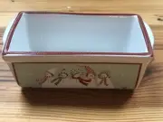 VTG Nantucket Stoneware Baking Dish Christmas Snowmen Loaf Pan Mini Bread Small
