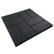 Flexon Stepping Stone 12" x 12" UV Protected Rubber Black Square (Set of 3)