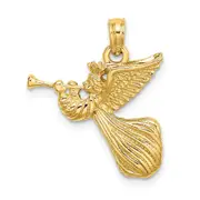 14k Yellow Gold Angel w/ Trumpet Charm