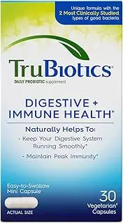 TruBiotics Daily Probiotic, 30 Capsules - Gluten Free, Soy Free Digestive + Immune Health Support Supplement for Men and Women (New Look)
