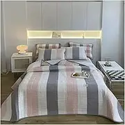 Quilt Set Single/Twin Full/Queen 3 Piece Soft Bed Summer Quilt Lightweight Microfiber Bedspread Modern Style Lattice Coverlet (1 Quilt 2 Pillow Shams) (Color : D, Size : Single/Twin 200x230cm-78x90