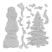 Metal Three Snowmen Cutting DiesChristmas Trees Die Cuts Embossing Stencils T...
