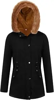 [WUANDIXFA] Jackets for Women Trendy Fall Warm Lined Jackets Long Sleeve Overcoat with Hood Lightweight, Black, X-Large