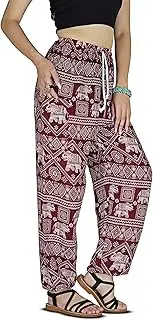 [Your Cozy] Harem Pants Womens Plus Bohemian Yoga Elephant Beach Casual Printed Drawstring Trousers