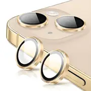 Metal Camera Lens Glass Individual Eagle Protector Cover - For Apple iPhone 14 / 14 Plus / 15 / 15 Plus (2pcs) - Gold