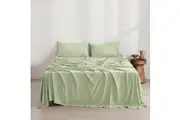 Dreamaker Superfine Washed Microfibre Sheet Set Sage Green (Single, King Single, Double, Queen, King, Super King)