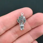 BULK 30 Wheat Charms Antique Silver Tone 2 Sided - SC995