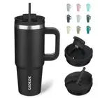 30oz Stainless Steel Insulated Tumbler With Handle And Lid Straw Travel Coffe...